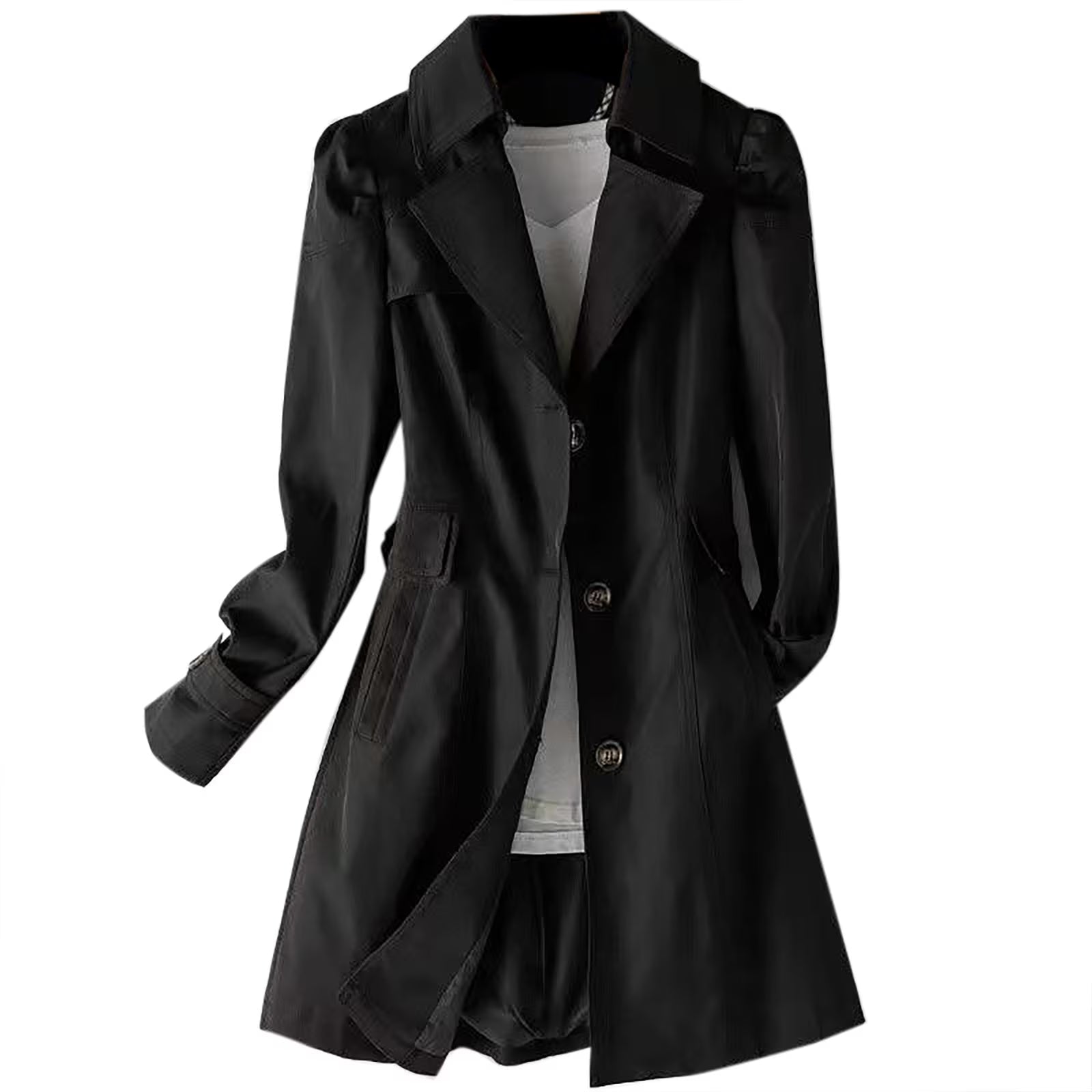 Lange Winddichte Dames Trenchcoat met Knopen