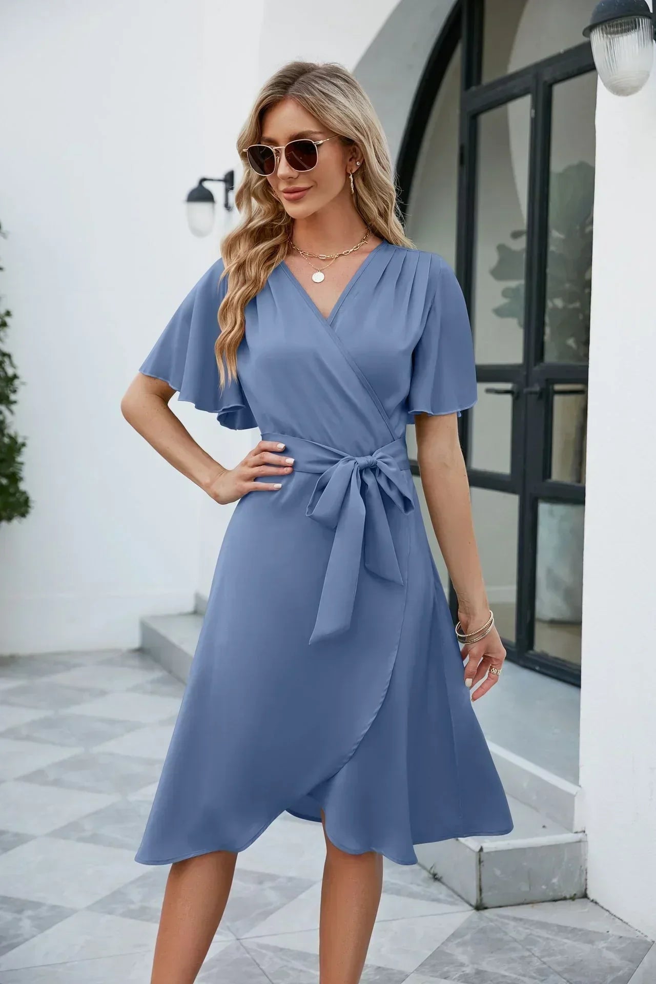 Aniek | Zomerjurk met V-Hals – Luchtig, Vrouwelijk & Comfortabel