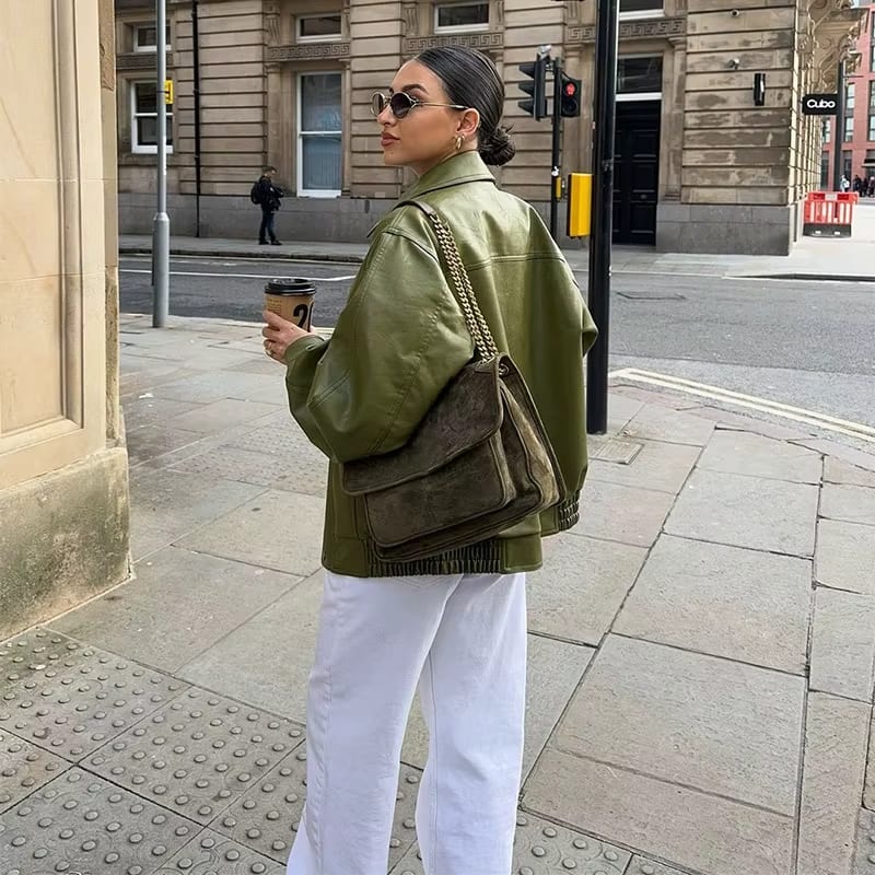 Leona – Oversized leren jas