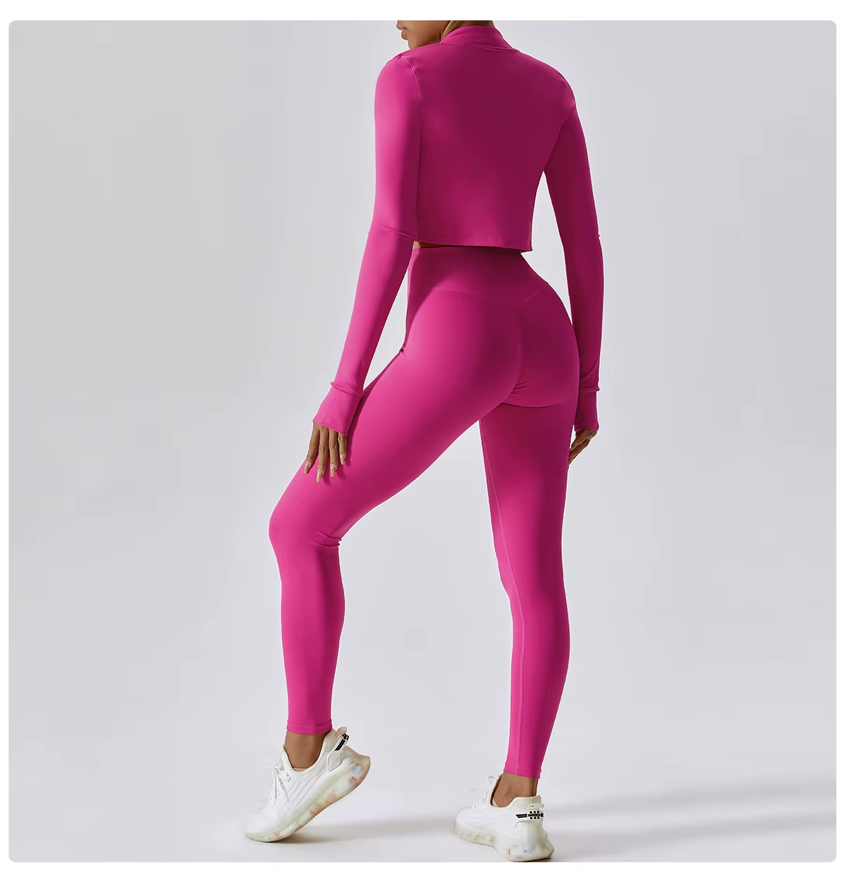 Fenna Sport Set | Dames 3-delige sportoutfit met high-waist legging, sport-bh en cropped jack