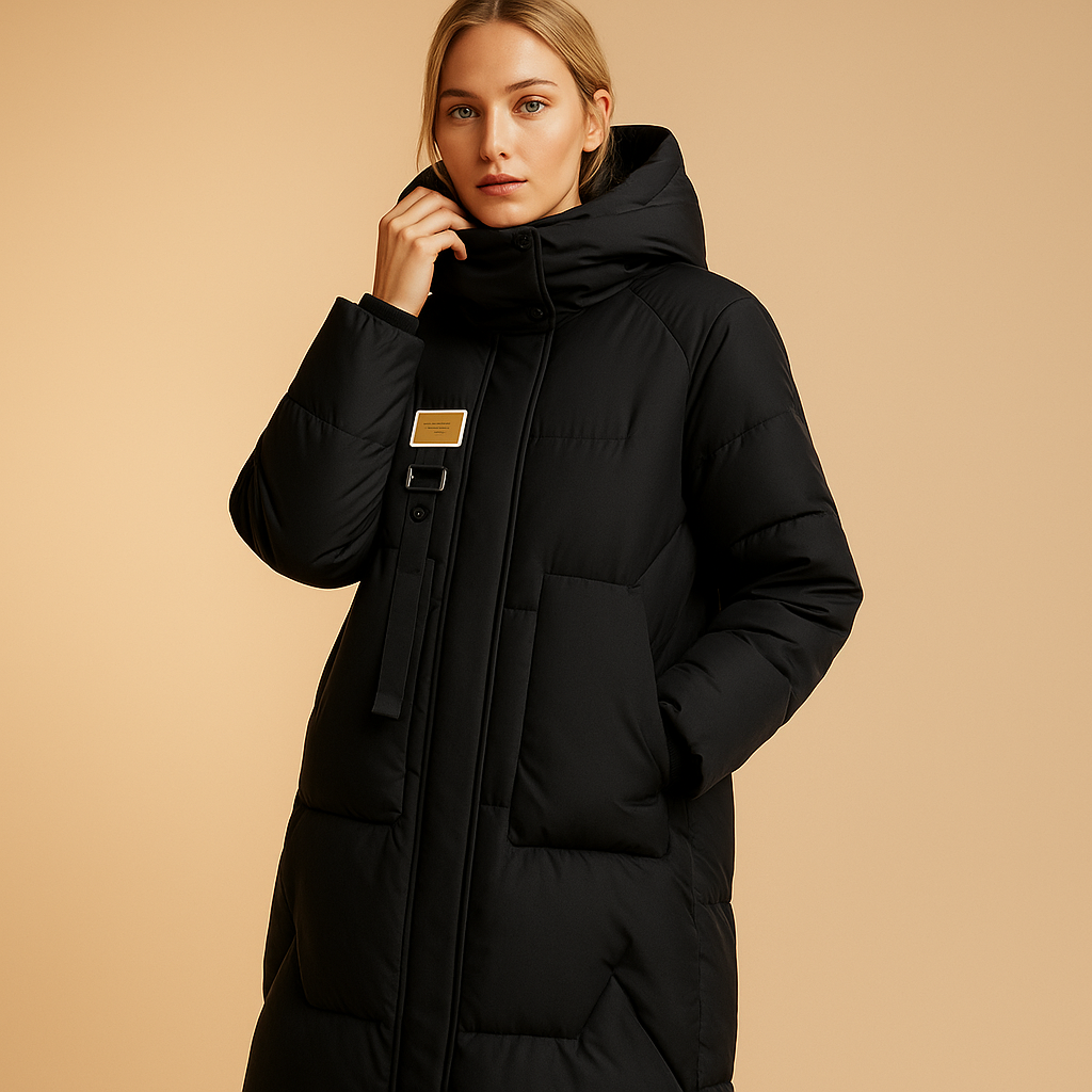Lange Dames Puffer Winterjas met Capuchon en Rits