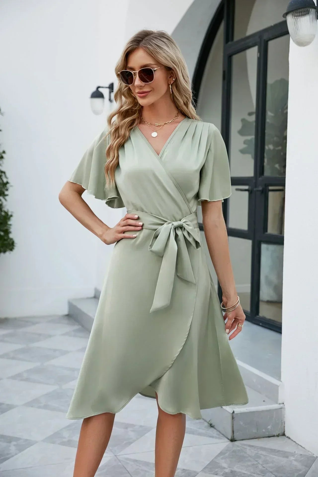 Aniek | Zomerjurk met V-Hals – Luchtig, Vrouwelijk & Comfortabel
