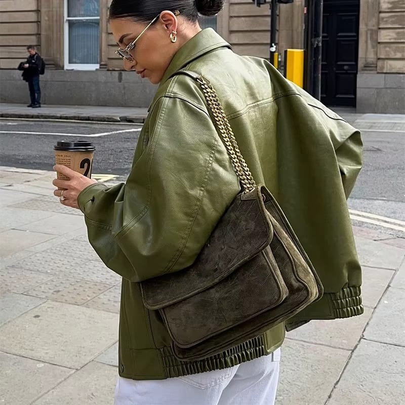 Leona – Oversized leren jas