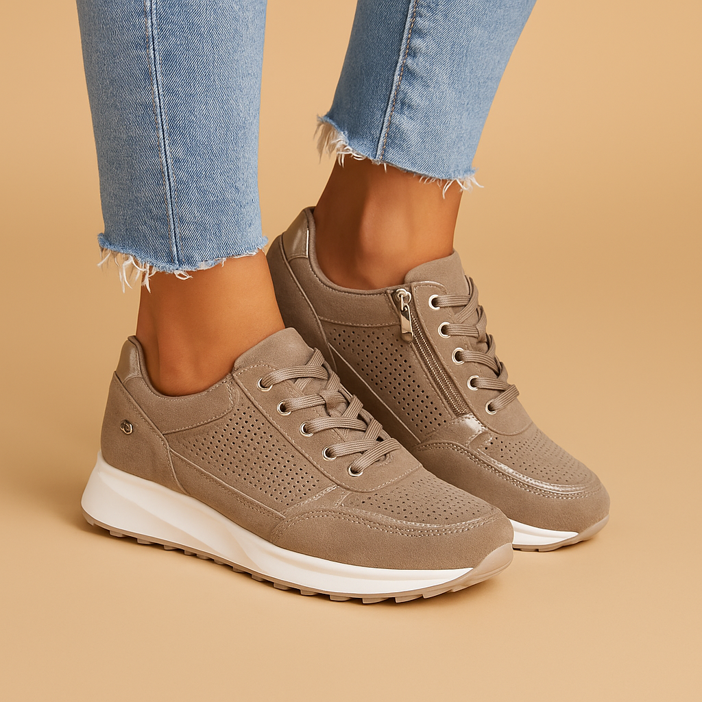 Ademend lichtgewicht sneakers met rits voor dames | Marieke
