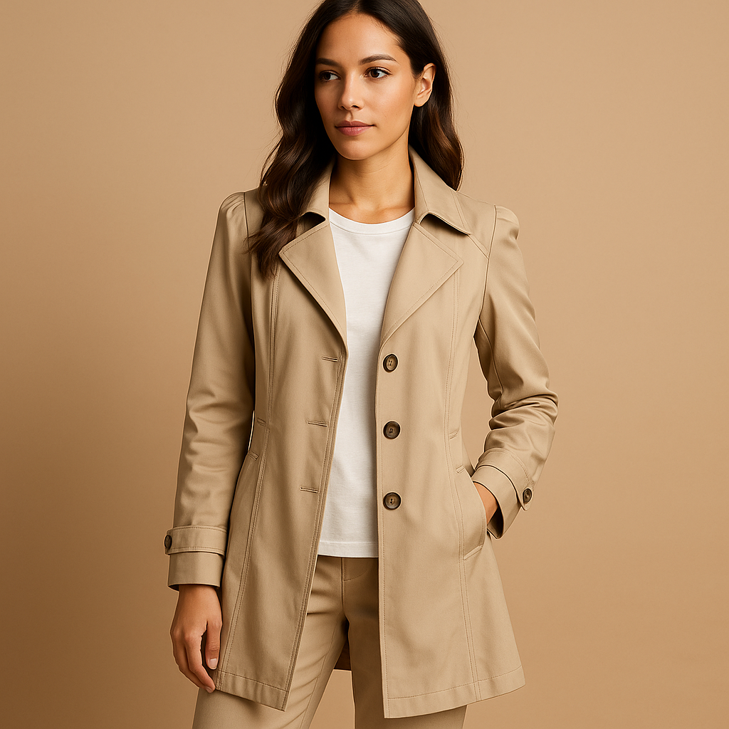 Lange Winddichte Dames Trenchcoat met Knopen