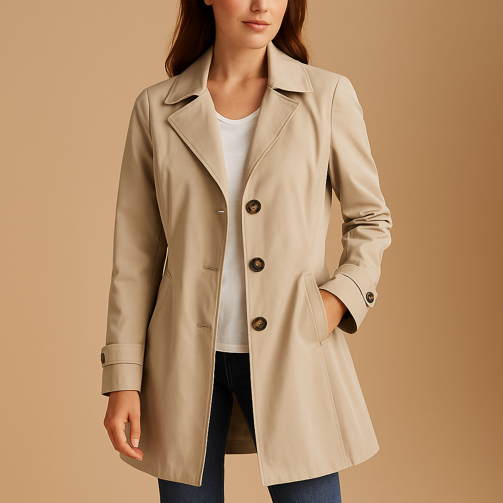 Lange Winddichte Dames Trenchcoat met Knopen