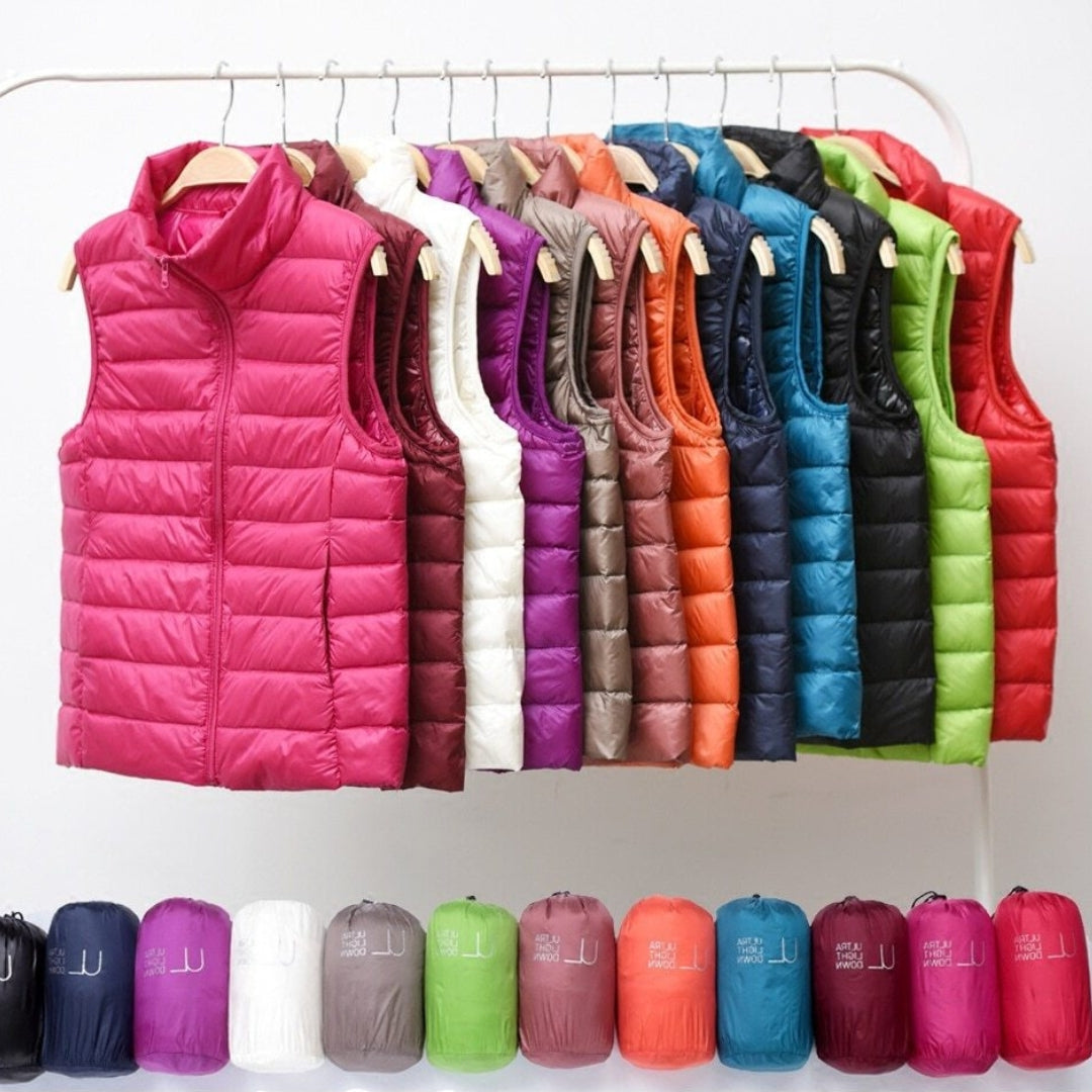 Amy | Lichtgewicht donsbodywarmer met plooidetail