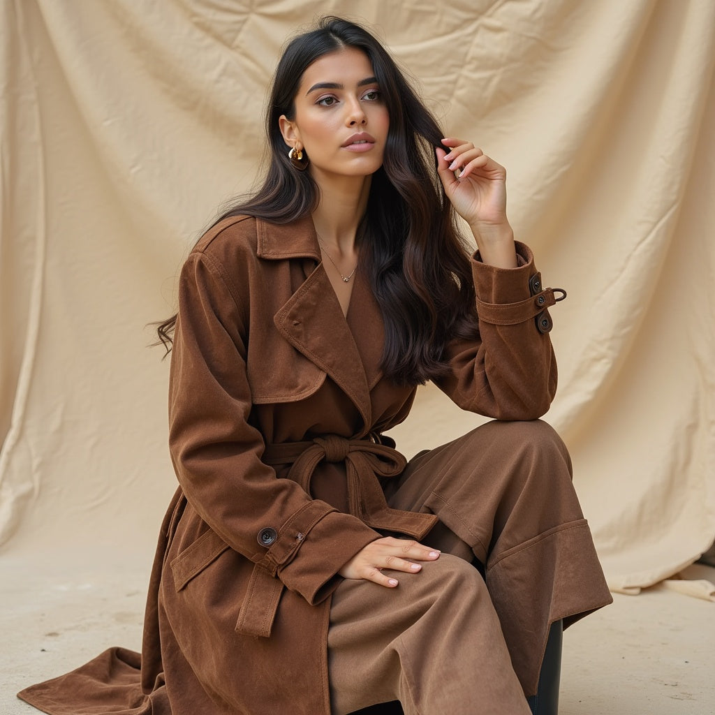 Alice | Kunstsuède trenchcoat