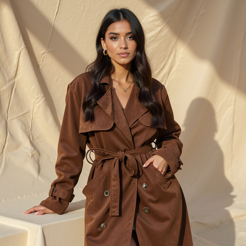 Alice | Kunstsuède trenchcoat