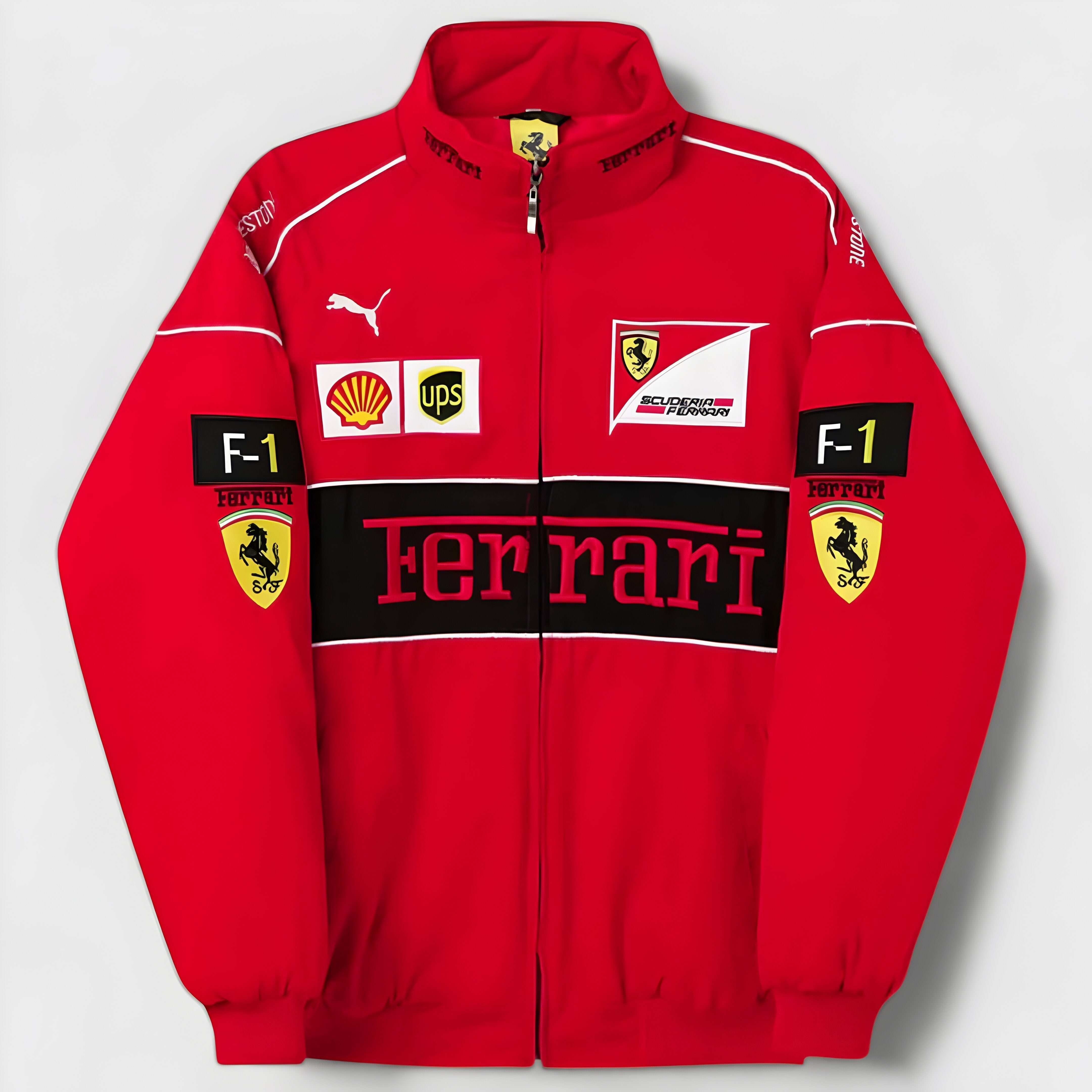 Vintage Unisex Ferrari Race Jas - Klassiek logo Ontwerp, Retrostijl